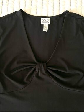 Black V-Neck Knot-Front Maternity Tunic